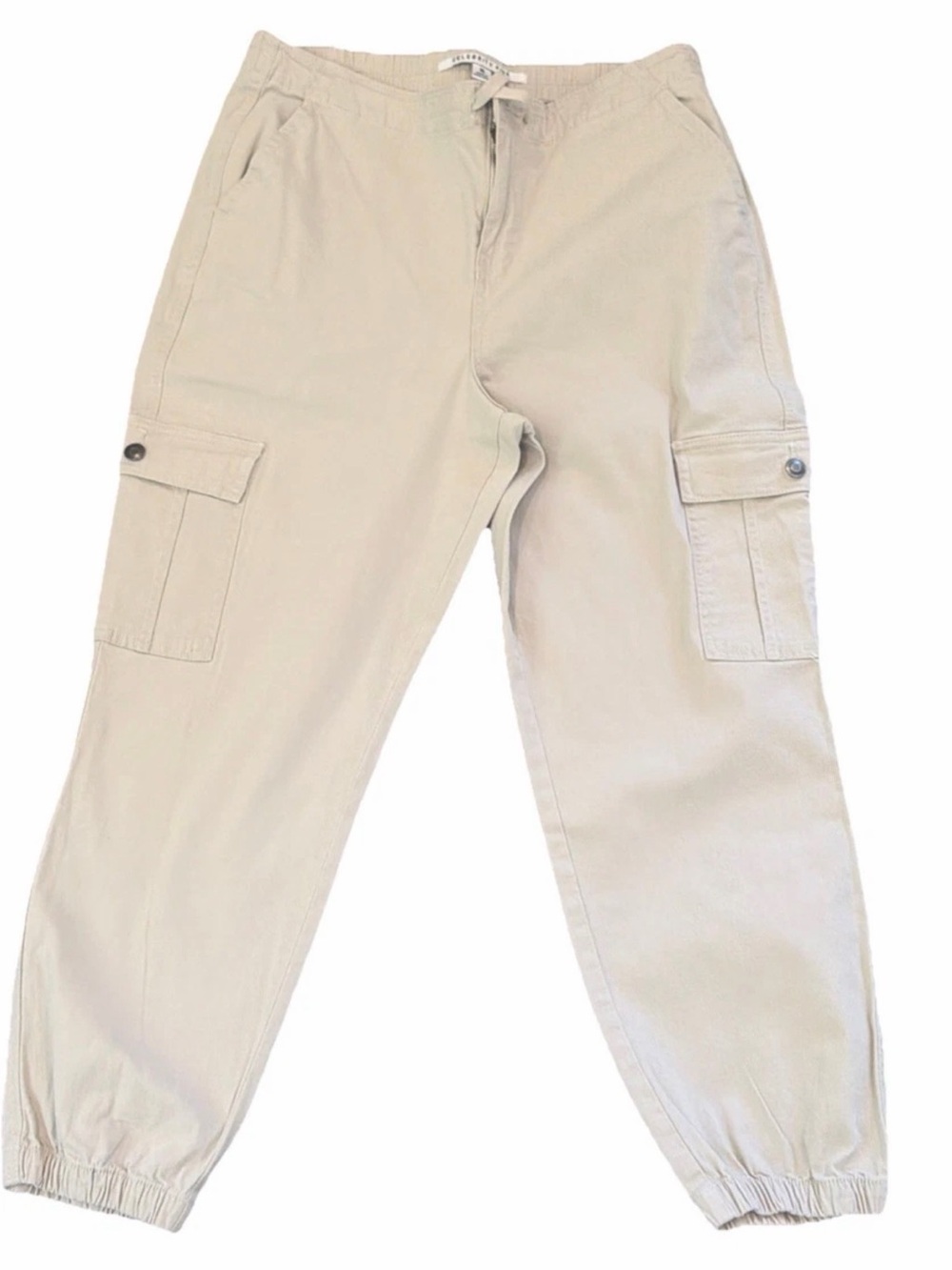 Celebrity Pink Women Brown Elastic Waist Cargo High Rise Capri Beige Pants XL
